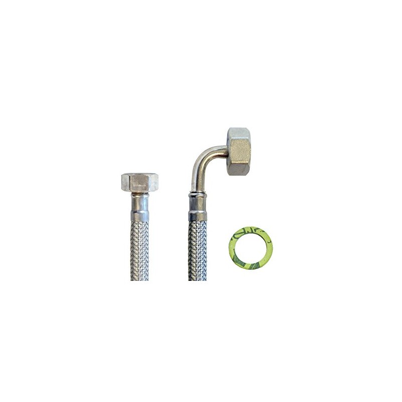 Reinforced hose 1/2 inch nut x 3/4 inch nut bend