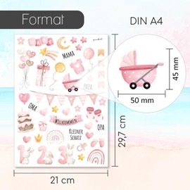 younikat Sticker Set I Children I Over 200 Stickers I Watercolour Pink I dv_1420