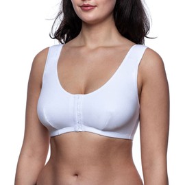 frugue Mastectomy Bra with Pockets for Prosthesis Snap Front Closure White US 42 B
