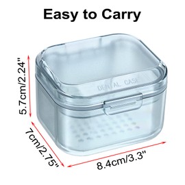 SUMTree Dental Container Case Orthodontic Denture Storage Box Retainer Container Box with Cleaning Basket and Brush Mouth Guard Case with Strainer for Daily Travel Cleaning, Blue
