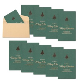 Qchomee 10 Pcs Christmas Greeting Cards Blank with Envelope Christmas Tree Reindeer Greeting Card Green Red New Year Greeting Cards for Xmas, Greeting Cards for Birthday, Anniversary, Festival