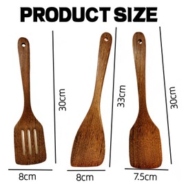 Wooden Spatula,Smavles 3 Practical Items WoodenSpatula for Cooking, Wood Solid Turner Kitchen Wooden Slotted Spatulas for Cooking, Heat Resistant Wood Spatulas for Baking Non Stick Cookware