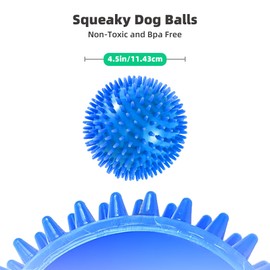 Valuepeak 4 Pack 4.5” Squeaky Dog Balls for Large and Medium Dogs, Spiky Dog Toy Balls for Aggressive Chewers