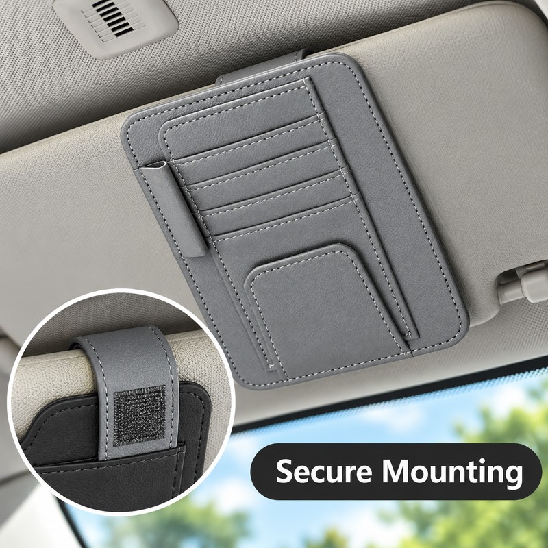 Car Sun Visor Organizer for Cards & Glasses – Multifunction