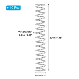 PATIKIL Compression Spring 0.4x4x30mm Push Spring 304 Stainless Steel Machine Extension Small Spring for Tools DIY Projects Repair 10pcs
