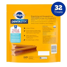 Pedigree Pedigree Dentastix Large Breed Dog Treats, Original Flavor, 1.66 lb. Bag (32 Treats)