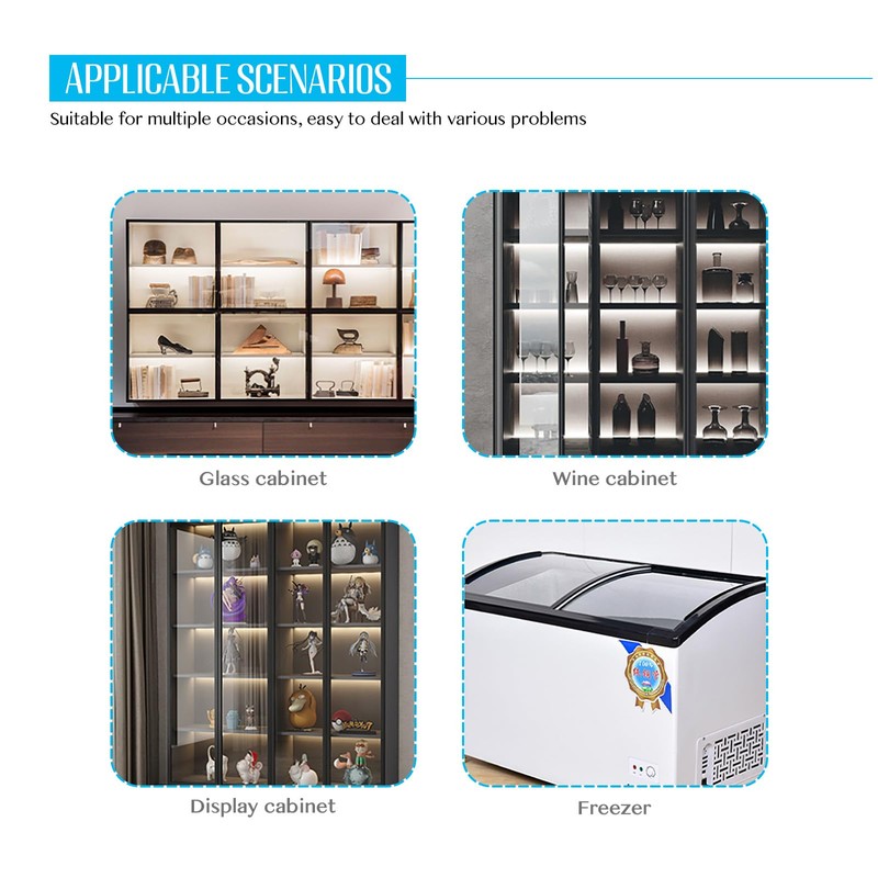Bailinks Homeguard Sliding Door Showcase Lock, No-Drill Glass Cabinet Lock