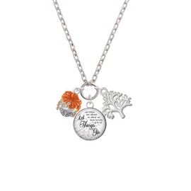 Delight Jewelry Hot Orange Hibiscus Flowers Spinner - Let Things Go Fall Zoey Charm Necklace, 28"
