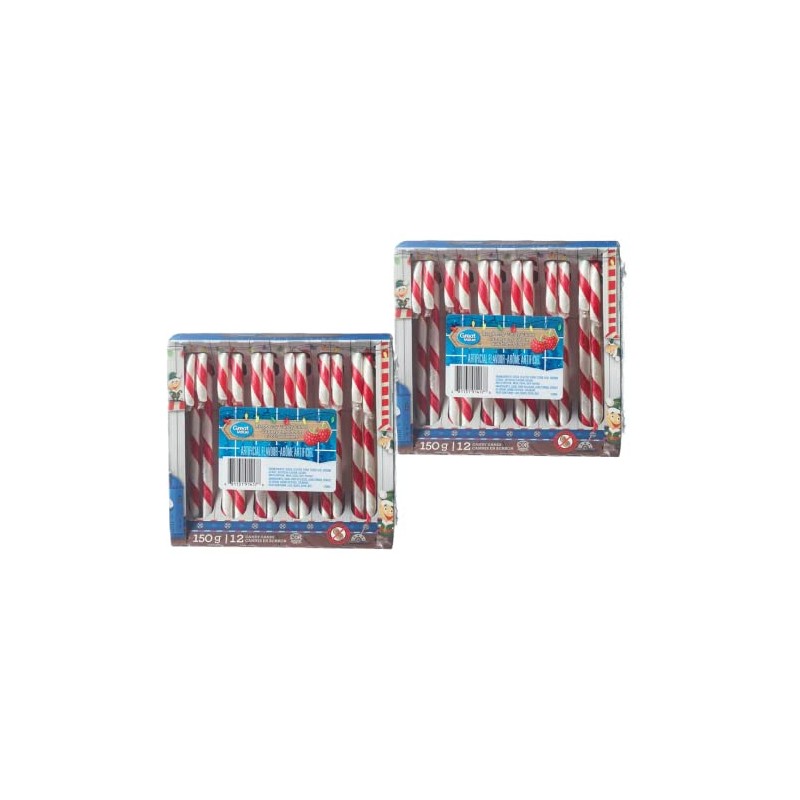 Pack of 2 raspberry candy canes, 32 candy canes total