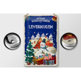 FEMER Tin Sign Christmas Greetings Leverkusen Gift Decorative Tin Sign 20 x 30 cm