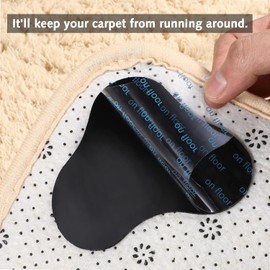 4 Pcs Rug Anti Slip Grippers Rug Grip, Non Slip Rug Pads To Keep Your Area Rug Flat on Hardwood Floors and Tiles Suitable Carpet Grippers for Marble Wooden Floors & for all types & sizes of Rugs