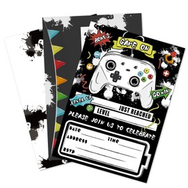 WERNNSAI Video Game Party Invitations - 20 PCS Gaming Party Invitations with Envelopes for Kids Boys Birthday Party Invited Cards Gaming Night Party Supplies