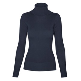 Cielo Women's Solid Basic Stretch Turtleneck Pullover Knit Sweater Navy S