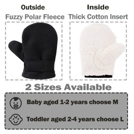 Baby Toddler Mittens Boys Girls Winter Outdoor Gloves Kids Easy-On Fleece Warm Mittens Color - Blocking Series in White M（1-2 years）