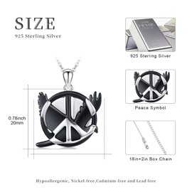 Midir&Etain Peace Sign Necklace for Women Sterling Silver Peace Dove Pendant Necklace Hippie Necklace Peace Sign Jewelry for Men Peace Lover