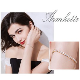 GW Tennis Bracelets for Women, Girls Bracelet Gold, Silver, Cubic Zirconia, Crystal Bracelets, Bangle for Women, Crystal Metal, Cubic Zirconia