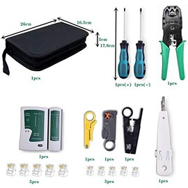 Kit de Herramientas de Mantenimiento de Cables de Red Juego de engarzadores de Cable de teléfono portátil 8P6P4P Conectores RJ45/RJ12/RJ11 Cat 6 Probador de Cables Kit de reparación
