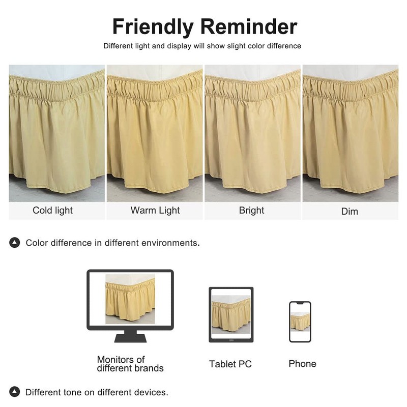 PiccoCasa Elasticated Bed Skirt Ruffled Bed Base Wrap Around Bed