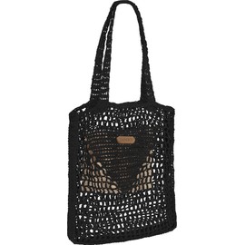 normani Women's Shoulder Bag Beach Bag with Inner Pocket and 7 Litre Volume Beach Bag Summer Bag Shoulder Bag Made of Braided Paper 35 x 33 x 6 cm Colour Black