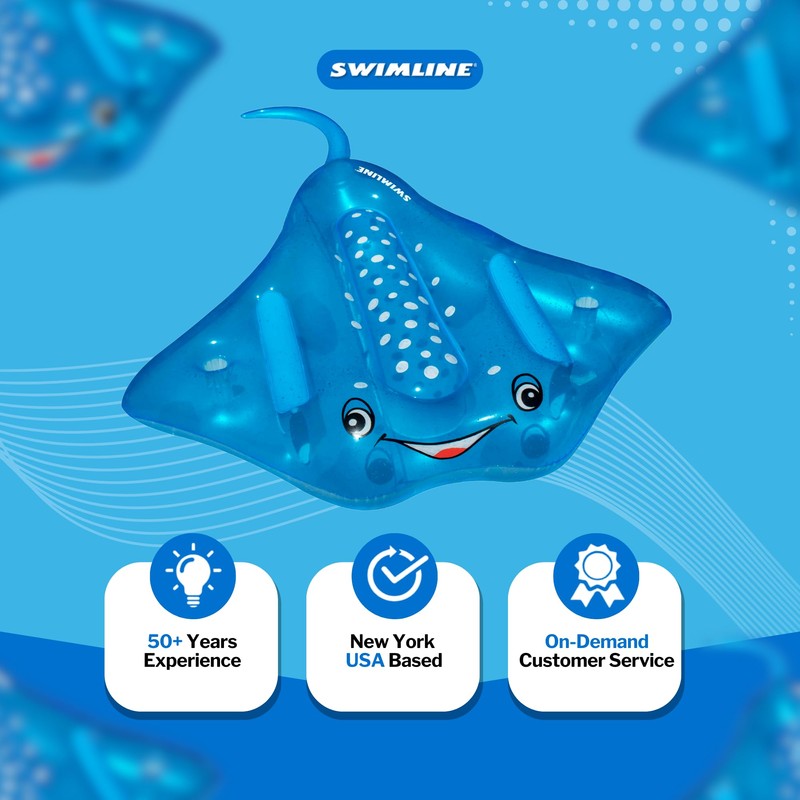 Swimline Manta Ray Inflatable Pool Ride On, Blue, 84" x