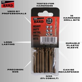 1/4 inch Cobalt Drill Bits for Metal M35 5% Cobalt TTP HARD Pack of 10