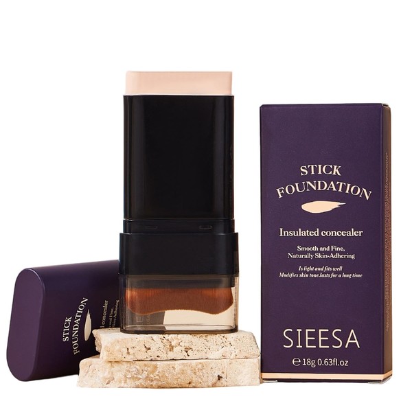 Dual-Ended Foundation Stick with Detachable Brush - 2-in-1 Foundation &