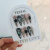 TENPAL Pink Black Press on Nails Long Stiletto,Metal Gothic Fake