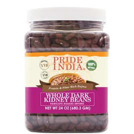 Pride Of India - Indian Whole Dark Kidney Beans - Protein & Fiber Rich Rajma, 1.5 Pound Jar