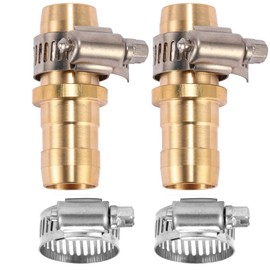 Sanpaint Brass Garden Hose Repair Connector with Clamps, Fit for 3/4" or 5/8" Garden Hose Fitting, 2 Set