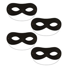 Lizzy 4 x Black Domino Eye Mask | black cloth domino Burglar Thief fancy dress accessories for Cops And Robbers Villain Convict Bank Robber outfit Accessory