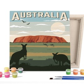 I Love Painting DIY Canvas Painting Kit 25x25cm Landmark_Australia_Kangaroo / 아이러브페인팅 DIY캔버스형 그림그리기 25x25cm 랜드마크호주캥거루