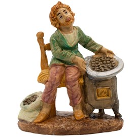 VILLAGE GIFT IMPORTERS Nativity Villager Cooking Food on a Stove | Bethlehem Character for Christmas Creche Scene | 4" Figurine | Beautiful Religious Holiday Decoration for Home