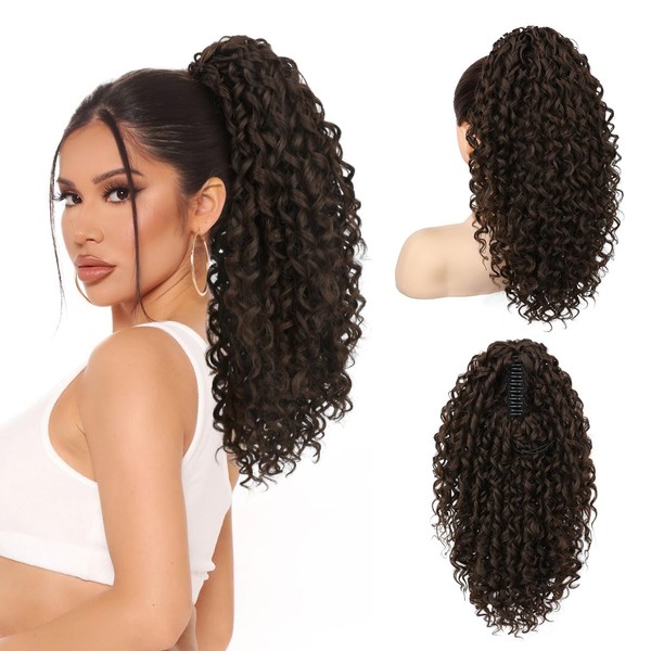 REECHO Curly Ponytail Extension for Women – Short 18" Claw