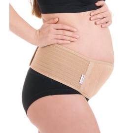 Herzmutter - 3200 - Maternity Belly Belt - Abdominal Support Band - Adjustable Size - Pregnancy Belt for Gymnastics, Yoga, Sport - Beige | Wide, size: s-m