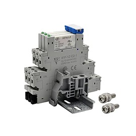 Miniature Power Relay DC 12V HF41F/12-ZS 5 Pin 1NO 1NC 6A SPDT with LED Indicator with Socket Base 41F-1Z-C2 with DIN Rail Slotted 3Pcs (12VDC)