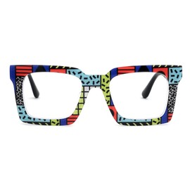 Zeelool Sqaure Blue Light Blocking Glasses, Acetate Glasses Frame for Men Eyeglasses with Clear Lenses Anti Eyestrain & UV from Computer/TV/Phone ZJGA236887-01B