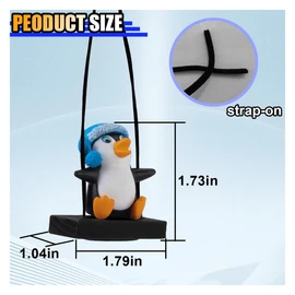 Swinging Penguin Car Pendant, Car Rear View Mirror Charm Decoration, Cute Car Hanging Ornament, Penguin Interior Accessories, Suitable for Car Truck SUV (Swing Penguin)