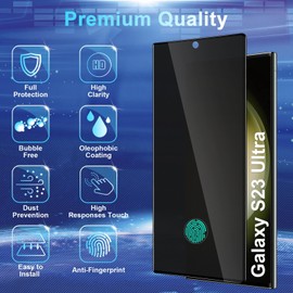CWQZGUF 2+2 Pack Privacy Screen Protector Compatible with Galaxy S23 Ultra 5G - 2 Privacy Film + 2 Camera Lens Tempered Glass, High Clarity, Bubble Free, Anti-Spy Protection