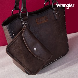 Wrangler Tote Bag For Womens Vintage Look Hobo Handbag Top Handle Handbag And Wallet Set