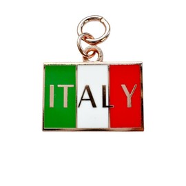 Italy Flag Inspired Charm - Color: Silver, Attachment: 3mm snake chain opening