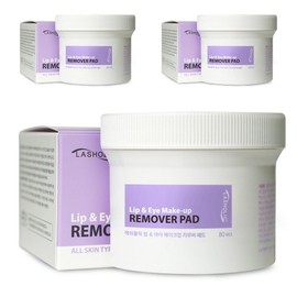Lashholic Eyelash Pretreatment Lip & Eye Makeup Remover Pad Eyelash Extension Semi-Permanent Makeup Pretreatment, 80 Sheets, 3 Pieces / 래쉬홀릭 속눈썹 전처리 립&아이메이크업 리무버 패드 속눈썹연장 반영구화장 전처리제, 80매입, 3개