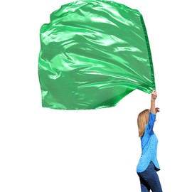 Wuchieal 45"*51" Feather Light Prophetic Worship Metallic Flex Flag - Portable and Vibrant Colors (Flex rod,Green)