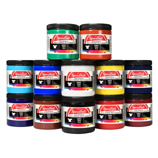 Speedball Fabric Screen Printing Ink Studio Set, 12-Colors, 8-Ounce for