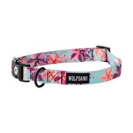 Wolfgang Heavy Duty, Adjustable Dog Collar with Quick Release Nylon Buckle for Walking & Training, DigiFloral Print, Small