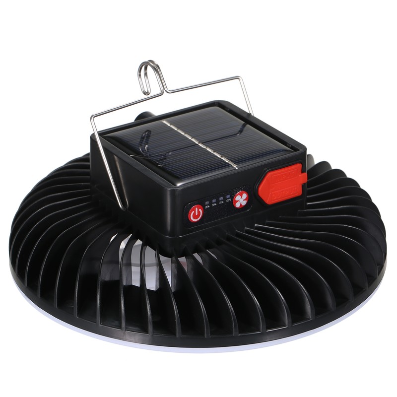 Portable Camping Lantern with Fan Solar USB Rechargeable LED Tent