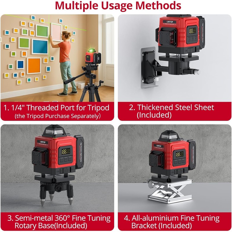 XUNTOP 16 Line Laser Level 4 X 360° Laser Level