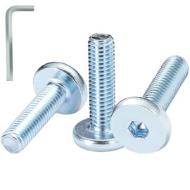 AMLOOPH M6 Bolts, M6 x 25mm Hex Socket Large Flat Head Carbon Steel Fully Threaded Furniture Screws/Bolts for Chairs, Cots, Beds and Tables (Pack Of 12- and a Wrench)