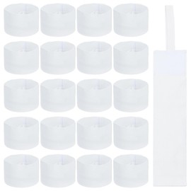 WEBEEDY 20 Pcs White Armband Elastic Strap Magic Tape Funeral Mourning Armband Adjustable Mourning Rrmbands for Badges Arm Sweat for Football Basketball Sports Supplies, 34x6.9cm/15.33x2.72''