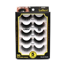 Laflare Premium Silk Lashes 3D Faux Mink Eyelashes Multipack, Light, Natural Looking, Professional Easy to Apply Eyelashes in a Knitted Style 5 Pairs Value Pack (23X5P)