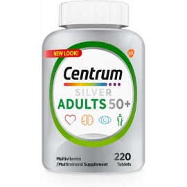 Centrum Silver Adults 50+ para hombres y mujeres 220 tabletas con sabor sin sabor